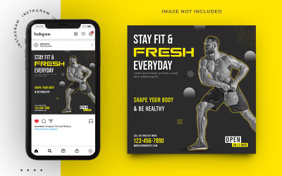 Fitnesz és edzőterem közösségi média Instagram-bejegyzés szalaghirdetés sablonterve