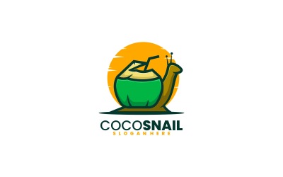 Logotipo de mascote simples de caracol de coco