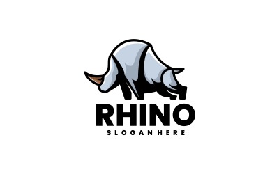 Rhino Einfaches Maskottchen-Logo-Stil