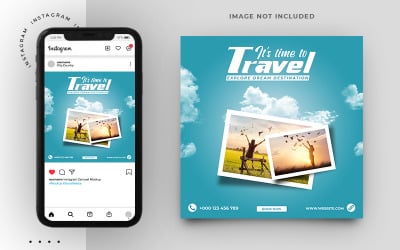 Design de modelo de postagem do Instagram de viagens e turismo ou design de postagem de mídia social