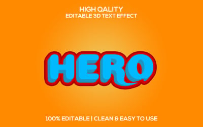 Héros | Style de texte de héros 3D | Effet de texte Psd modifiable de héros | Style De Police Psd Héros Moderne