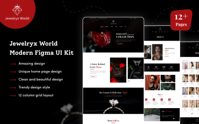 Jewelryx World – Modern ékszer e-kereskedelmi webes Figma felhasználói felület sablon