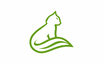 Modello di logo di linea verde gatto