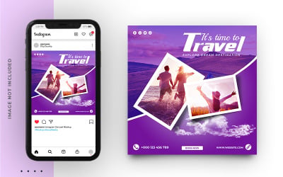 Modelo de banner de postagem de mídia social de agência de turismo e viagens