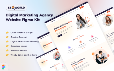 SEO World - Сайт агентства цифрового маркетингу Figma Kit