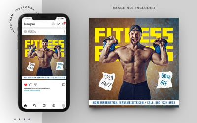 Molde seu corpo para ginásio e fitness flyer quadrado ou design de modelo de banner de postagem de mídia social do Instagram