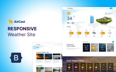 Aircast - HTML5-websitesjabloon voor weersvoorspelling en nieuws
