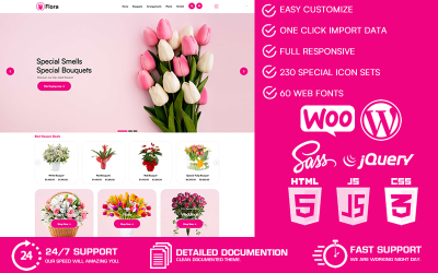 Flora - Tema WordPress WooCommerce del negozio di fiori