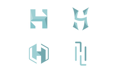 H harfi logo simge tasarım şablonu öğesi V5