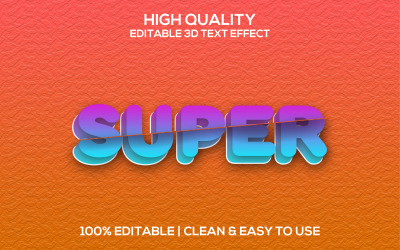 Super | 3D Super-tekststijl | Super bewerkbaar Psd-teksteffect | Moderne Super Psd-lettertypestijl
