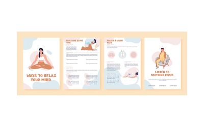 Ways to relax your mind flat vector brochure template