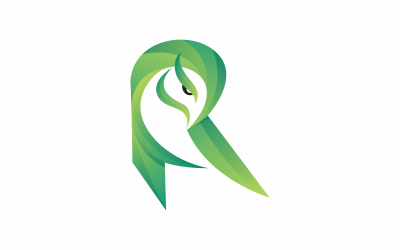 letter r owl gradient logo template
