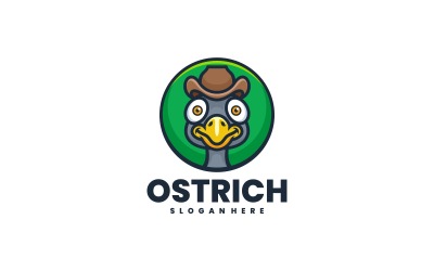 Devekuşu maskot çizgi film logosu