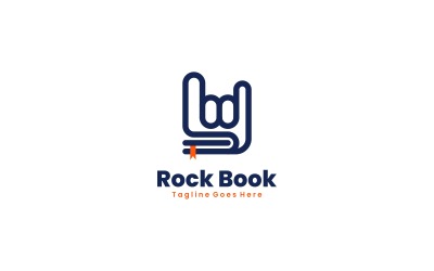 Rock Book Line Art Logotypstil