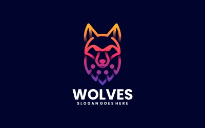 Wolf Line Art Colorful Logo