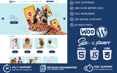 Petsa - тема WordPress WooCommerce Pet Shop
