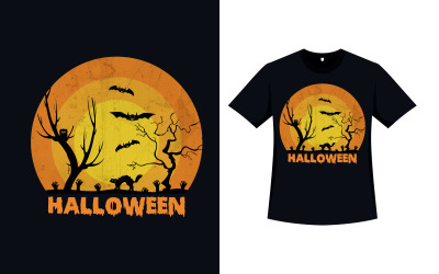 Spöklik retro T-shirtkonst för Halloween
