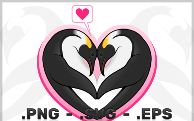 Deart Shaped Penguin Vector Design