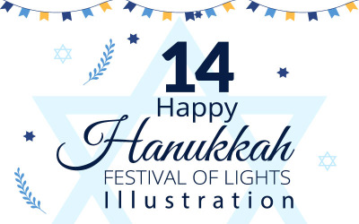 14 Feliz Hanukkah Ilustração de Feriado Judaico