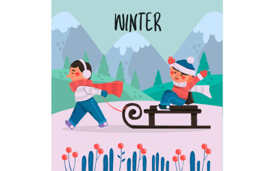 Ilustración de fondo de personas de invierno