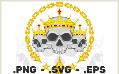 Vector Design Of Skulls Crowned With Golden Chains