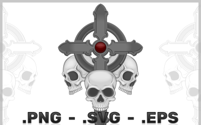 Vector Design Of Skulls With Christian Cross