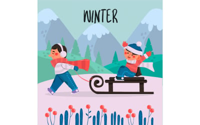 Winter-Menschen-Hintergrund-Illustration
