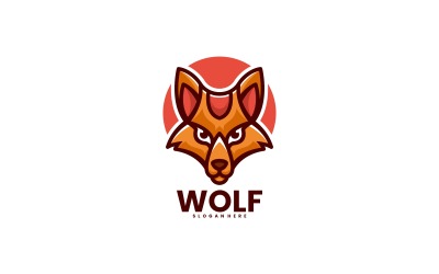 Einfaches Maskottchen-Logo Wolf 1