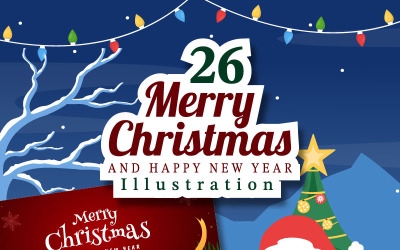 26 Frohe Weihnachten und guten Rutsch ins neue Jahr Illustration