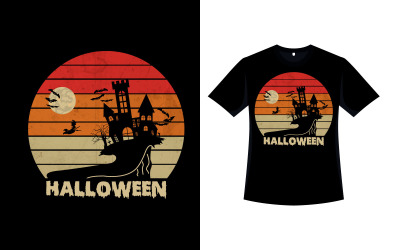 Halloween Retro T-shirt Design for Print Shop