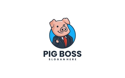 Schwein-Chef-Maskottchen-Cartoon-Logo