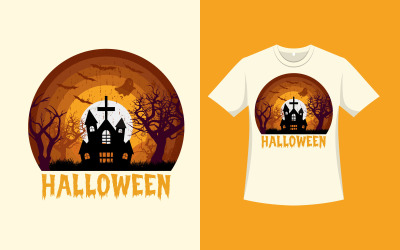 Векторный дизайн винтажной футболки на Хэллоуин