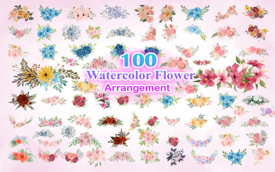 Akwarelowa kompozycja kwiatowa, ilustracja kwiat akwarelowy