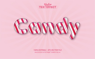 Candy - bewerkbaar teksteffect, komische en roze cartoon-tekststijl, grafische illustratie