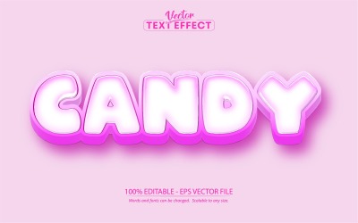 Candy - редактируемый текстовый эффект, стиль розового комикса и мультяшного текста, графическая иллюстрация