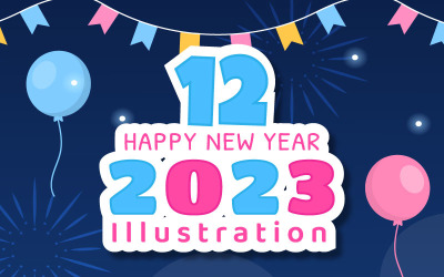 12 Feliz Ano Novo 2023 Ilustração