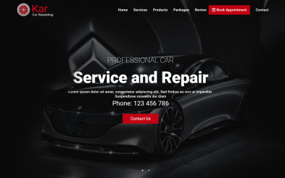 Kar - Modello di pagina di destinazione dei servizi di riparazione auto e dettagli auto