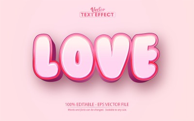 Kärlek - redigerbar texteffekt, rosa komisk och tecknad textstil, grafikillustration