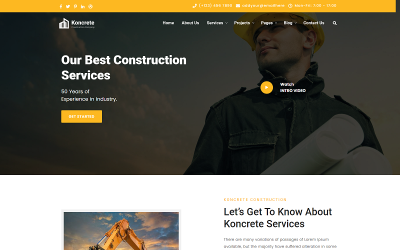 Konkrét építőipari szolgáltatások HTML-sablonja