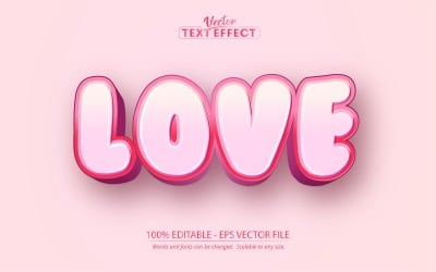 Love - Editable Text Effect, Pink Comic And Cartoon Text Style, Graphics Illustration