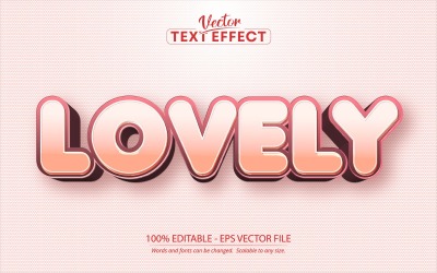 Lovely - redigerbar texteffekt, rosa komisk och tecknad textstil, grafikillustration