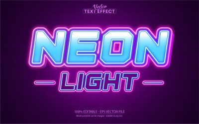 Luz de neón: efecto de texto editable, estilo de texto de luz de neón, ilustración gráfica