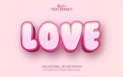 Miłość - edytowalny efekt tekstowy, różowy komiks i styl tekstu kreskówkowego, ilustracja graficzna
