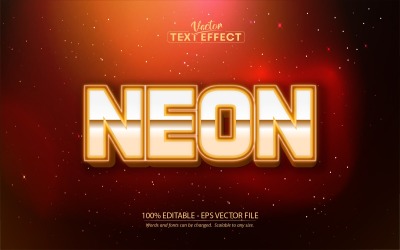 Neon - редактируемый текстовый эффект, стиль текста Shiny Neon Light, графическая иллюстрация