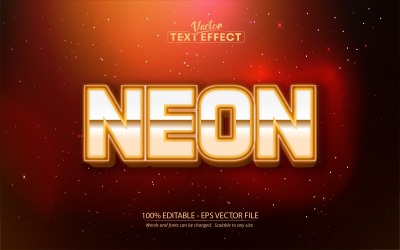 Neon - redigerbar texteffekt, glänsande neonljustextstil, grafikillustration