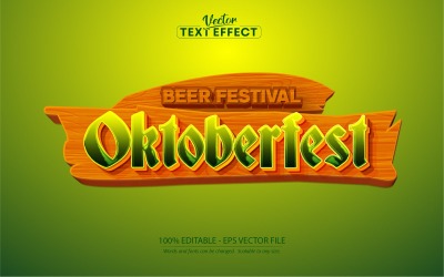 Oktoberfest: efecto de texto editable, estilo de texto cómico y de dibujos animados rosa, ilustración gráfica