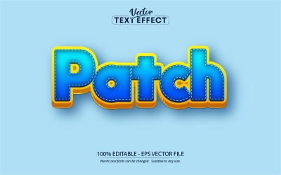 Patch - Efeito de texto editável, estilo de texto em quadrinhos e desenho animado, ilustração gráfica
