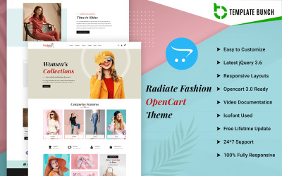 Radiate Fashion - Moda e-Ticaret için Duyarlı OpenCart Teması