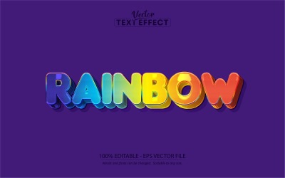 Rainbow - redigerbar texteffekt, färgglad och tecknad textstil, grafikillustration