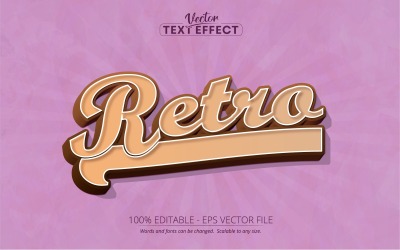 Retro - redigerbar texteffekt, vintage och retro 70-talets 80-talstextstil, grafikillustration